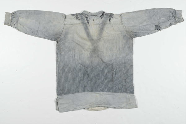Back - Hickory Stripe Shirt with Chambray Trim Circa 1940